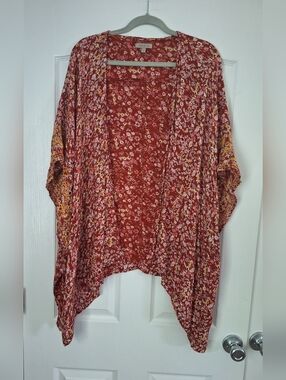 Wonderly Rust Floral Drape Kimono Swimweare Cover Up